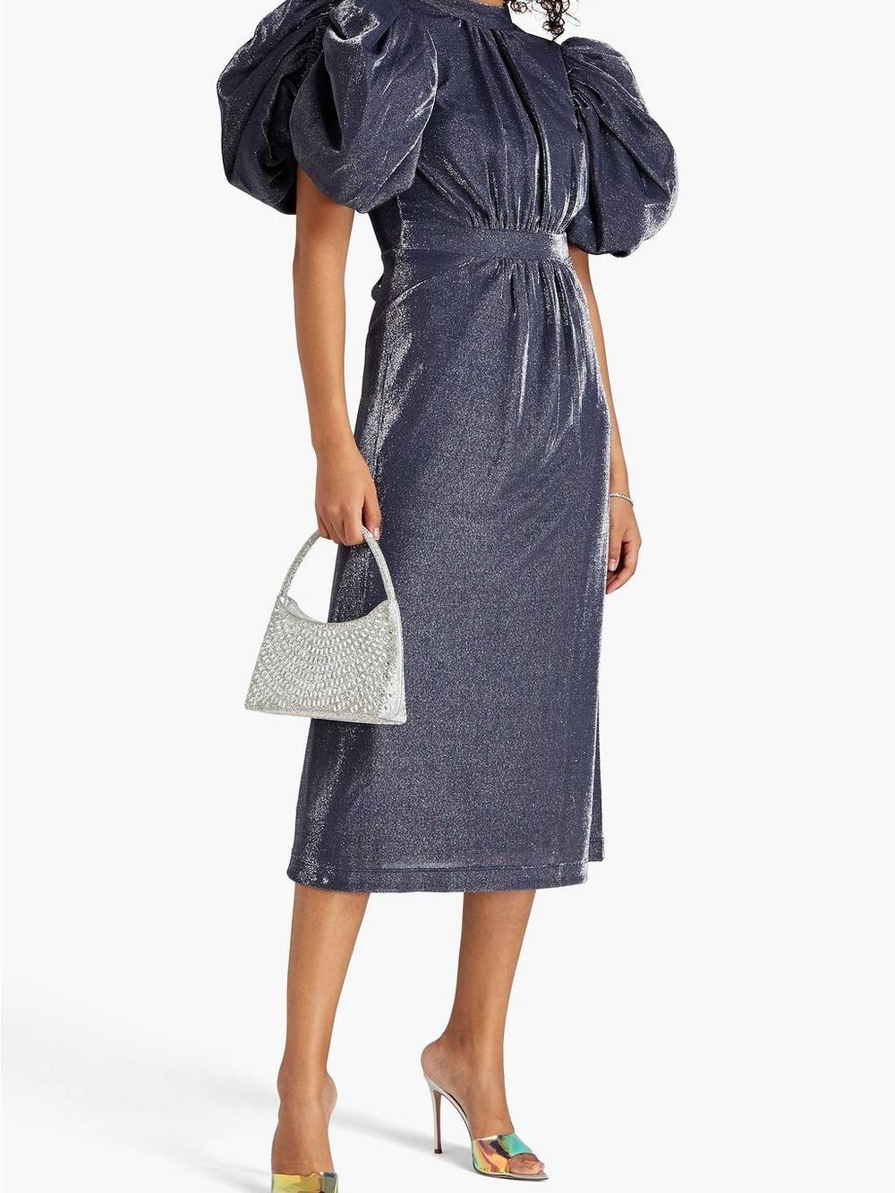 ROTATE BIRGER CHRISTENSEN |
Cutout gathered metallic jersey midi dress